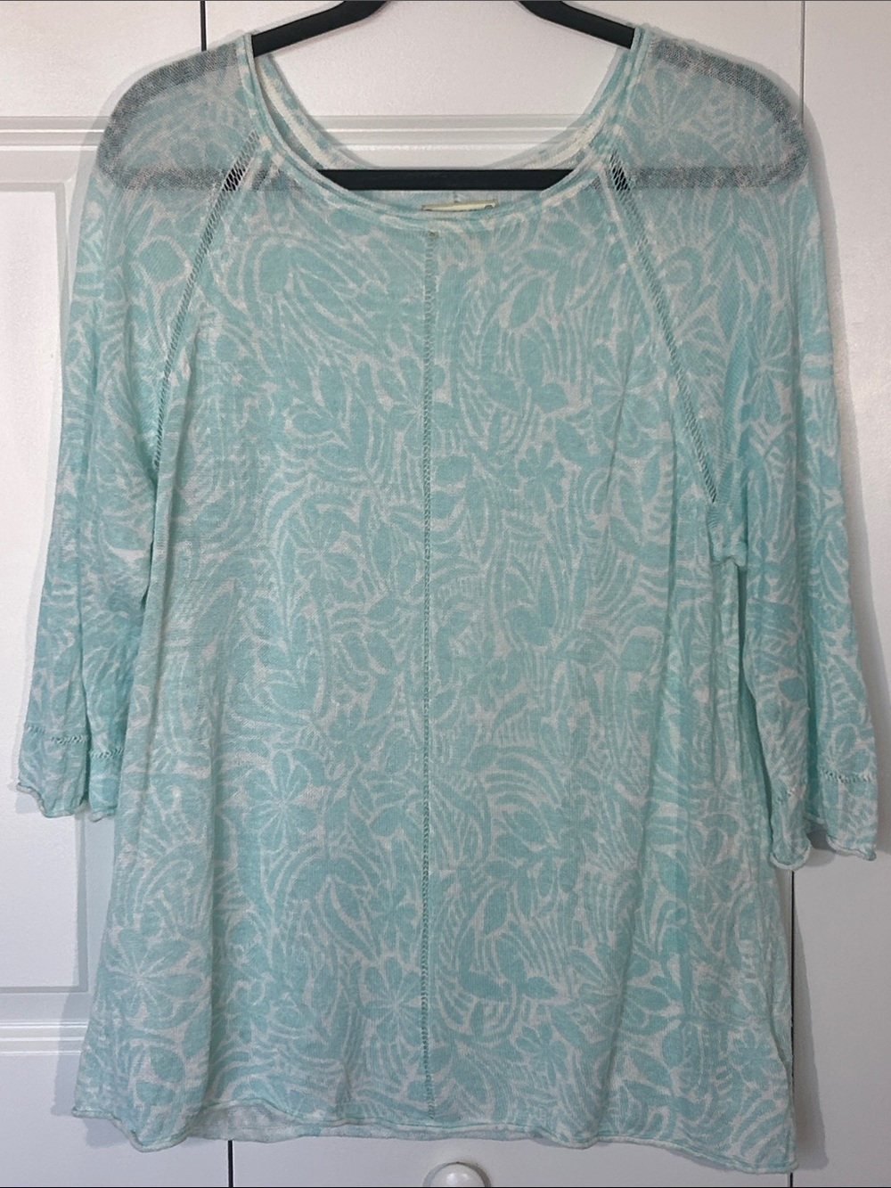 Sigrid Olsen Mint Blue Floral Knit Tunic